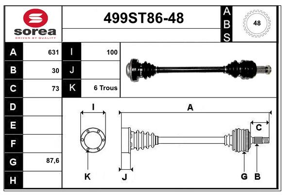 Arbre de transmission STARTCAR 499ST86-48