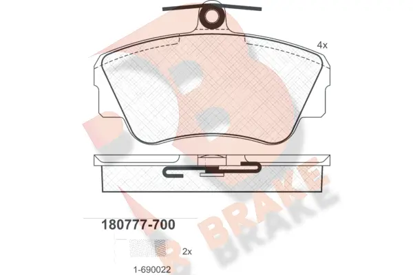 Kit de plaquettes de frein, frein à disque R BRAKE RB0777-700
