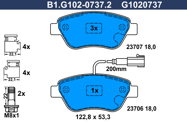 Kit de plaquettes de frein, frein à disque GALFER B1.G102-0737.2