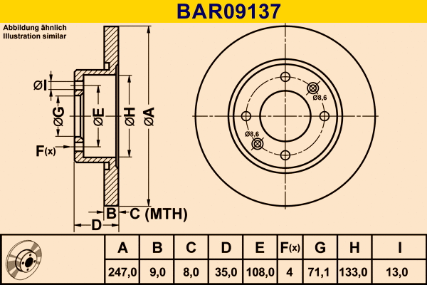 Disque de frein BARUM BAR09137