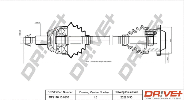Arbre de transmission Dr!ve+ DP2110.10.0953