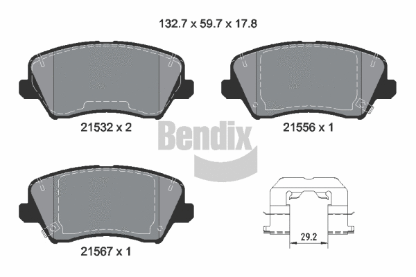 Kit de plaquettes de frein, frein à disque BENDIX Braking BPD2470