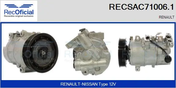 Compresseur, climatisation RECOFICIAL RECSAC71006.1