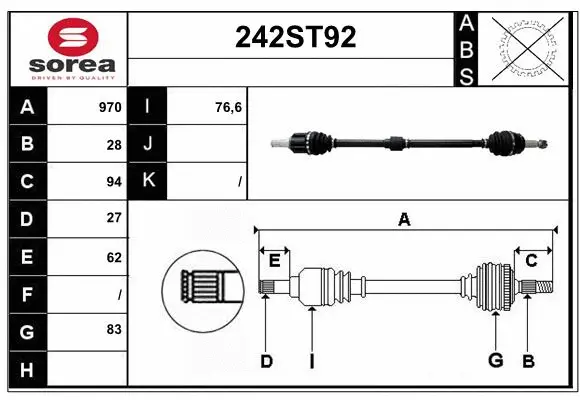 Arbre de transmission STARTCAR 242ST92