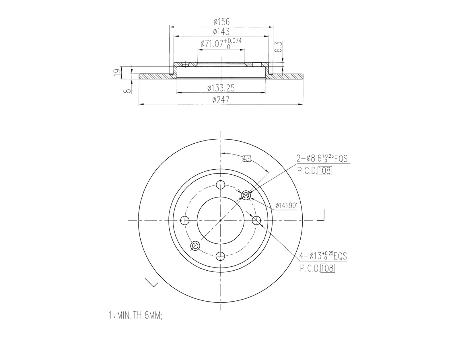 Disque de frein A.Z. Meisterteile AZMT-44-024-1423