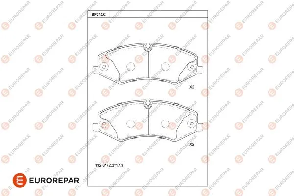 Kit de plaquettes de frein, frein à disque EUROREPAR 1681251480
