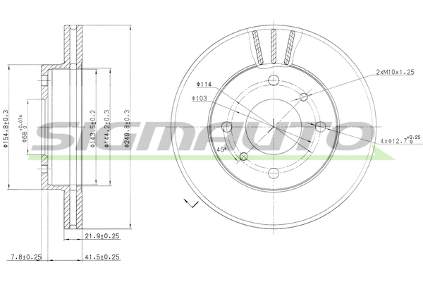 Disque de frein SIGMAUTO DBA234V