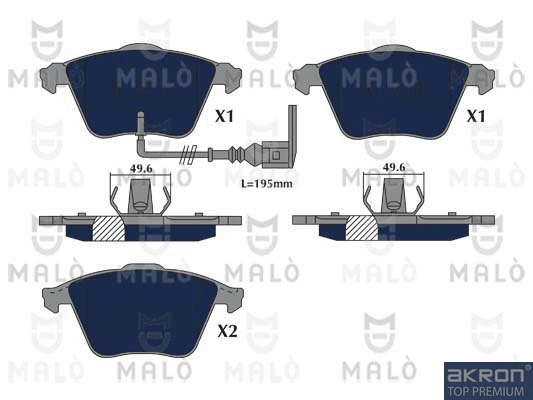 Kit de plaquettes de frein, frein à disque AKRON-MALÒ 1051183