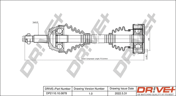 Arbre de transmission Dr!ve+ DP2110.10.0878