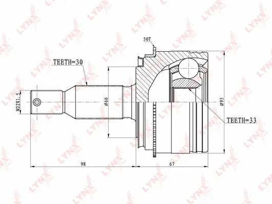 Jeu de joints, arbre de transmission LYNXAUTO CO-5507A