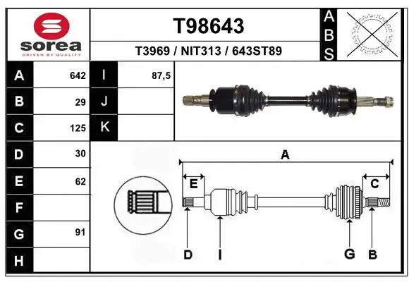 Arbre de transmission EAI T98643