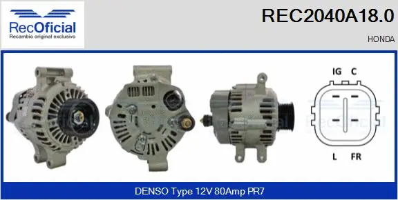 Alternateur RECOFICIAL REC2040A18.0