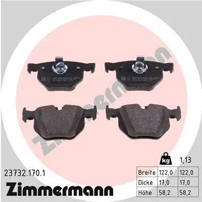 Kit de plaquettes de frein, frein à disque ZIMMERMANN 23732.170.1