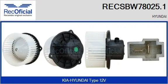 Pulseur d'air habitacle RECOFICIAL RECSBW78025.1