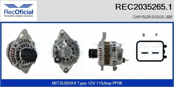 Alternateur RECOFICIAL REC2035265.1