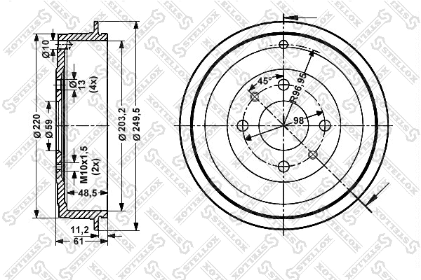Tambour de frein STELLOX 6025-2314-SX