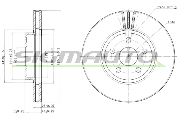 Disque de frein SIGMAUTO DBB484V