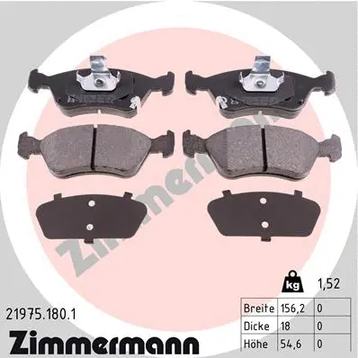 Kit de plaquettes de frein, frein à disque ZIMMERMANN 21975.180.1