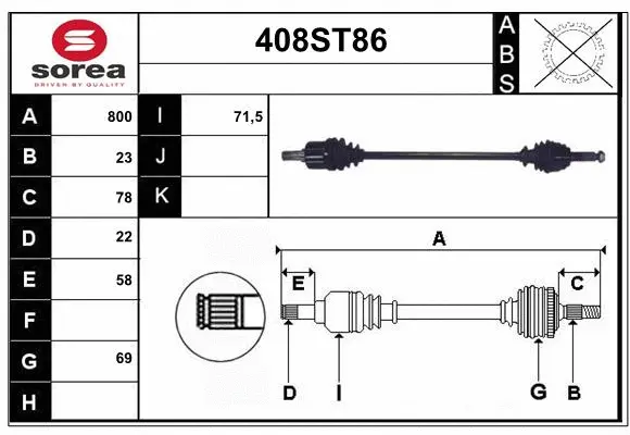 Arbre de transmission STARTCAR 408ST86