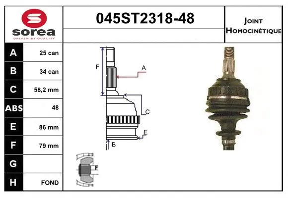 Jeu de joints, arbre de transmission STARTCAR 045ST2318-48