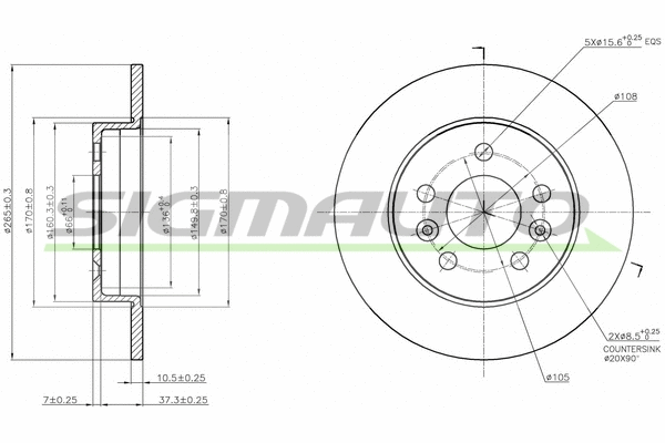 Disque de frein SIGMAUTO DBA566S