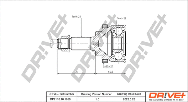 Jeu de joints, arbre de transmission Dr!ve+ DP2110.10.1629