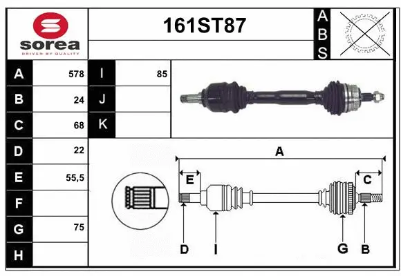 Arbre de transmission STARTCAR 161ST87