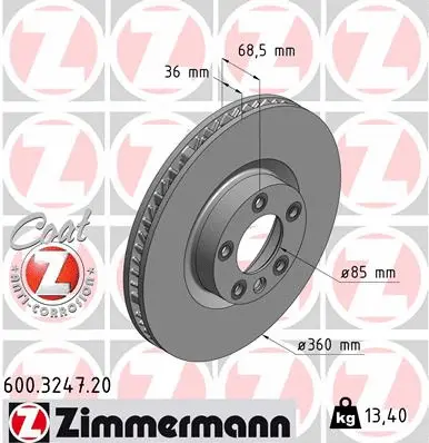 Disque de frein ZIMMERMANN 600.3247.20