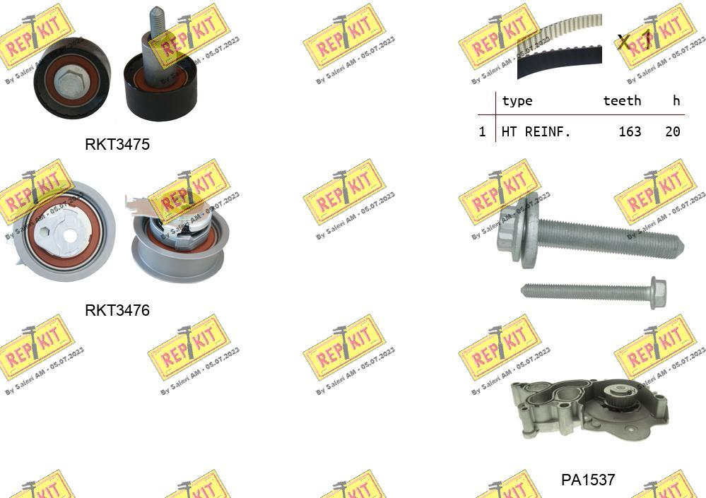 Pompe à eau + kit de courroie crantée REPKIT RKTK1174PA