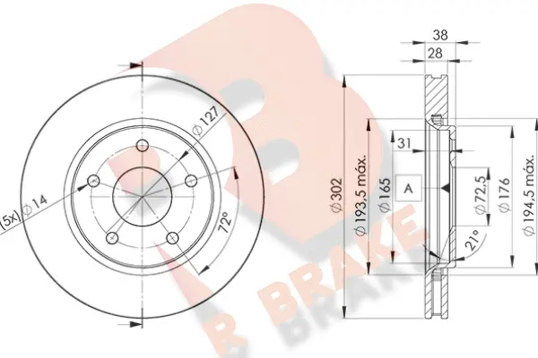 Disque de frein R BRAKE 78RBD25170