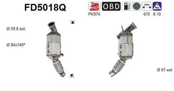 Filtre à particules / à suie, échappement AS FD5018Q