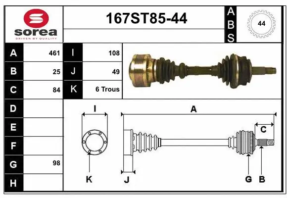 Arbre de transmission STARTCAR 167ST85-44
