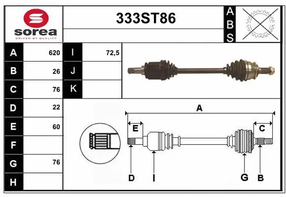 Arbre de transmission STARTCAR 333ST86