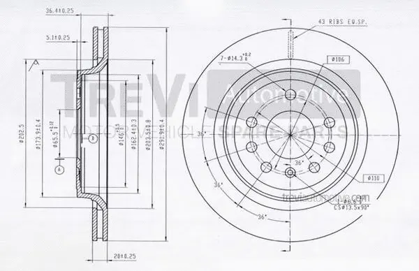 Disque de frein TREVI AUTOMOTIVE BD1187
