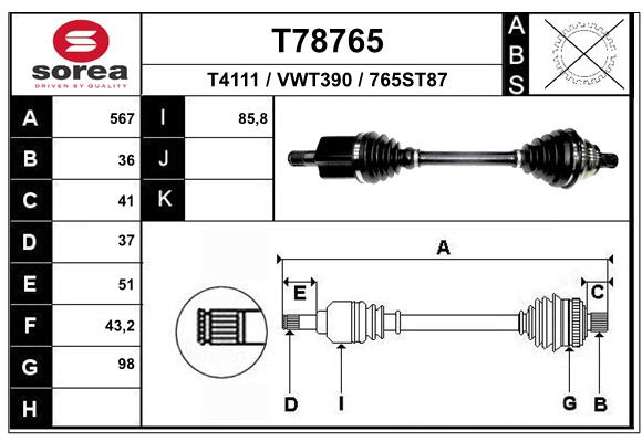 Arbre de transmission EAI T78765