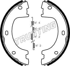Jeu de mâchoires de frein, frein de stationnement TRUSTING 052.136K