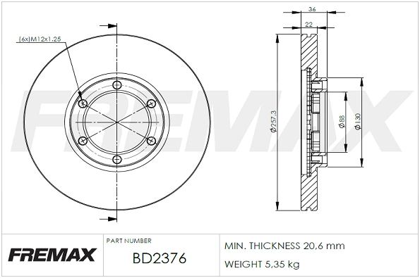 Disque de frein FREMAX BD-2376