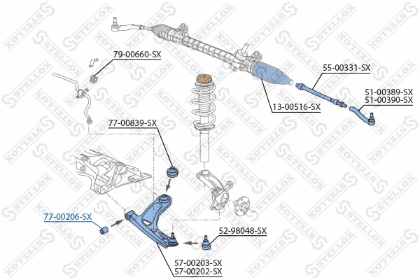 Suspension, bras de liaison STELLOX 77-00206-SX