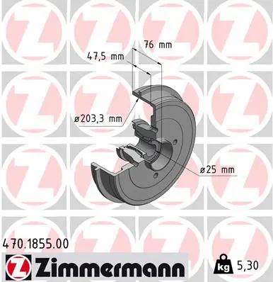 Tambour de frein ZIMMERMANN 470.1855.00