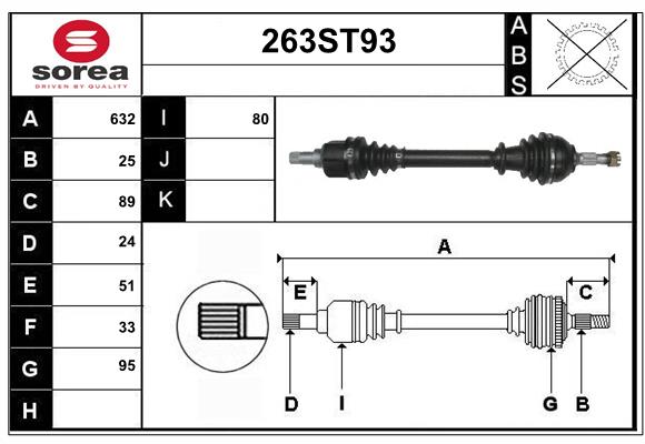 Arbre de transmission STARTCAR 263ST93