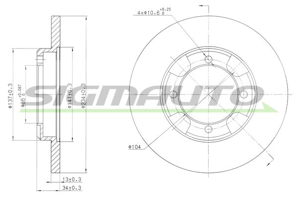Disque de frein SIGMAUTO DBA947S