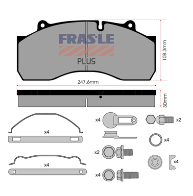 Kit de plaquettes de frein, frein à disque FRAS-LE PD/170-K016-PLUS