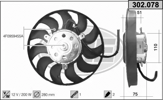 Ventilateur, refroidissement du moteur AHE 302.078