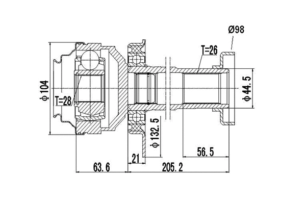 Jeu de joints, arbre de transmission DYNAMATRIX DCV661020