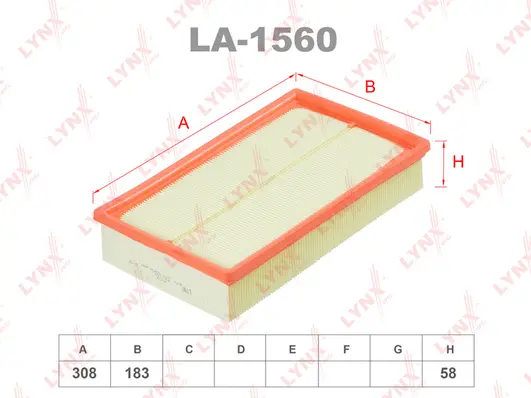 Filtre à air LYNXAUTO LA-1560