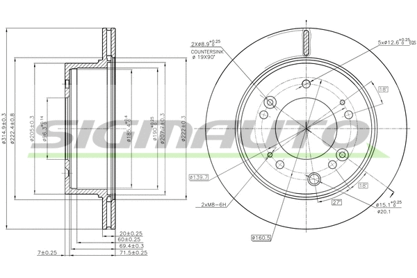 Disque de frein SIGMAUTO DBC285V