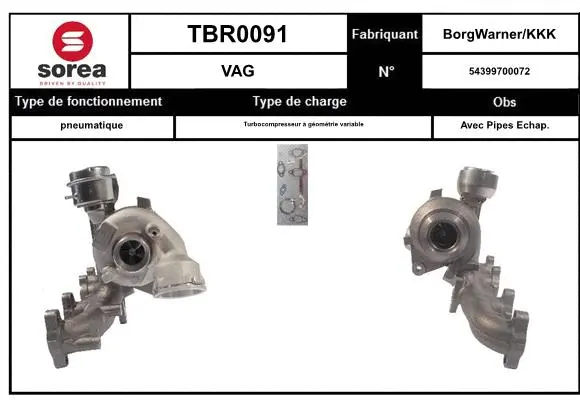 Turbocompresseur, suralimentation EAI TBR0091
