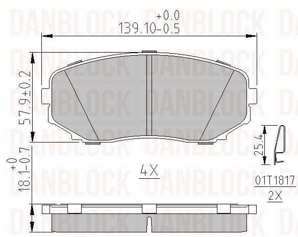 Kit de plaquettes de frein, frein à disque DANBLOCK DB 511253