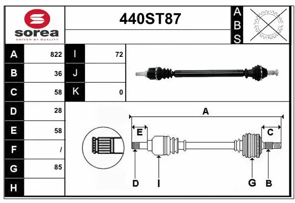 Arbre de transmission STARTCAR 440ST87
