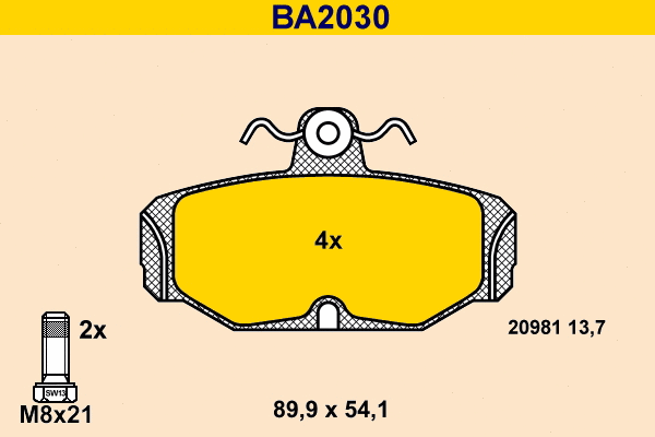 Kit de plaquettes de frein, frein à disque BARUM BA2030